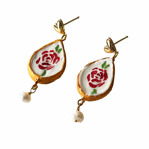 Classic Red Rose Earrings