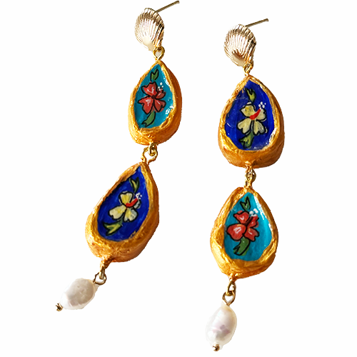 Double Flower Drop Earrings