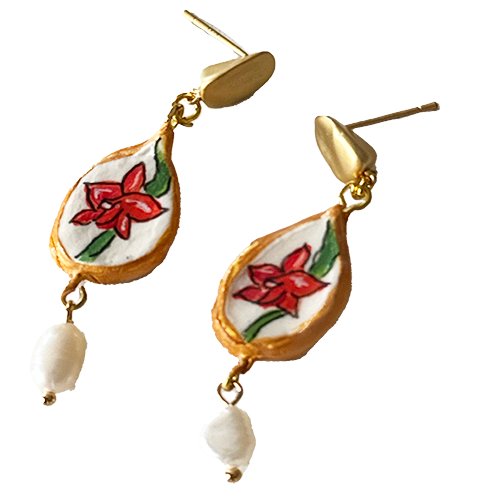 Red Orchid Earrings