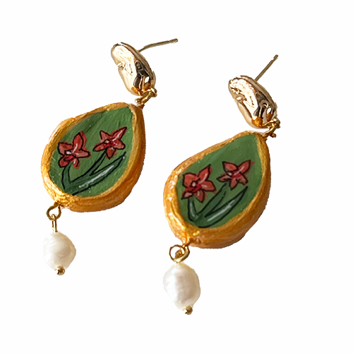 Spring Green Orchid Earrings